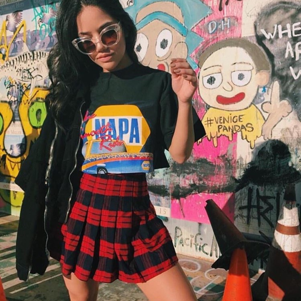 LF Red and Black Plaid Mini Skirt